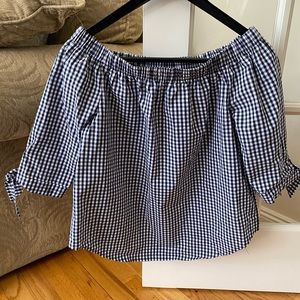 Revamped Black and White Off the Shoulder Top